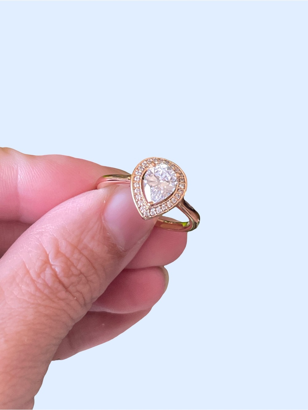 Teardrop Luxury Ring with Sparkling Clear Center Stone